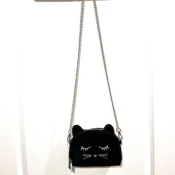 New TodoModa Black Velvet Cat Purse with Removable Chain - Picture 6 of 16